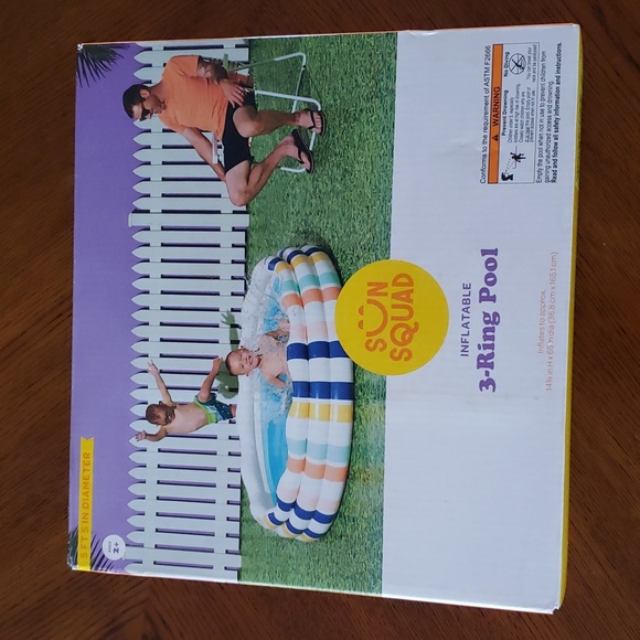 Sun Squad Swim Nwt Inflatable Kiddie 3 Ring Striped Pool Poshmark